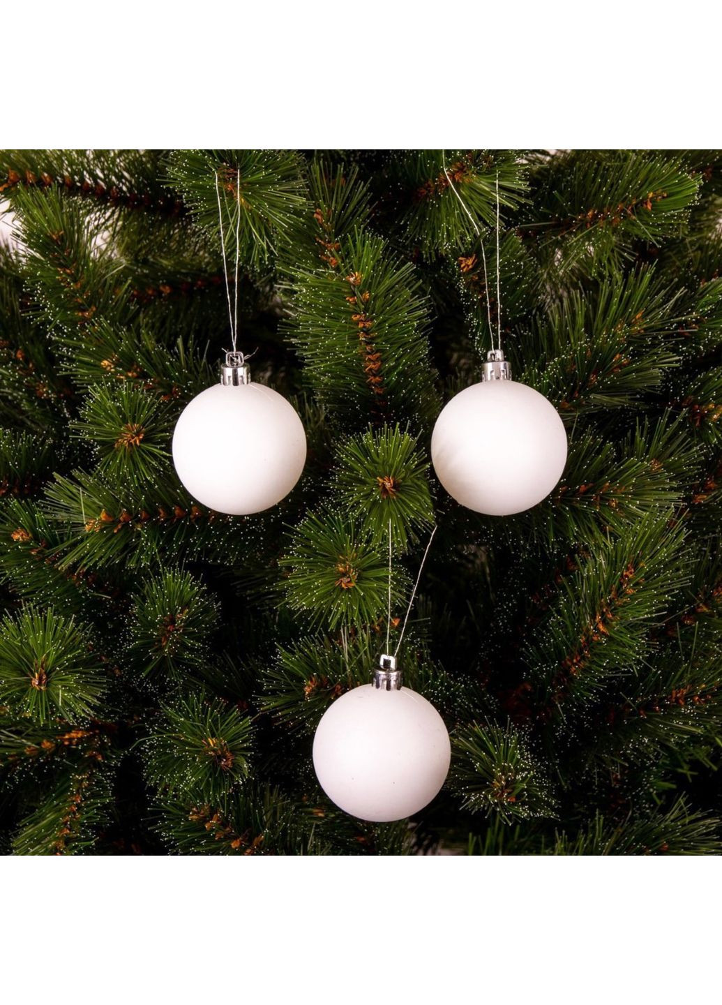 Ялинкові пластикові кульки комплект 27 шт, Ø 6 см, білі MICA Decorations (369765182)