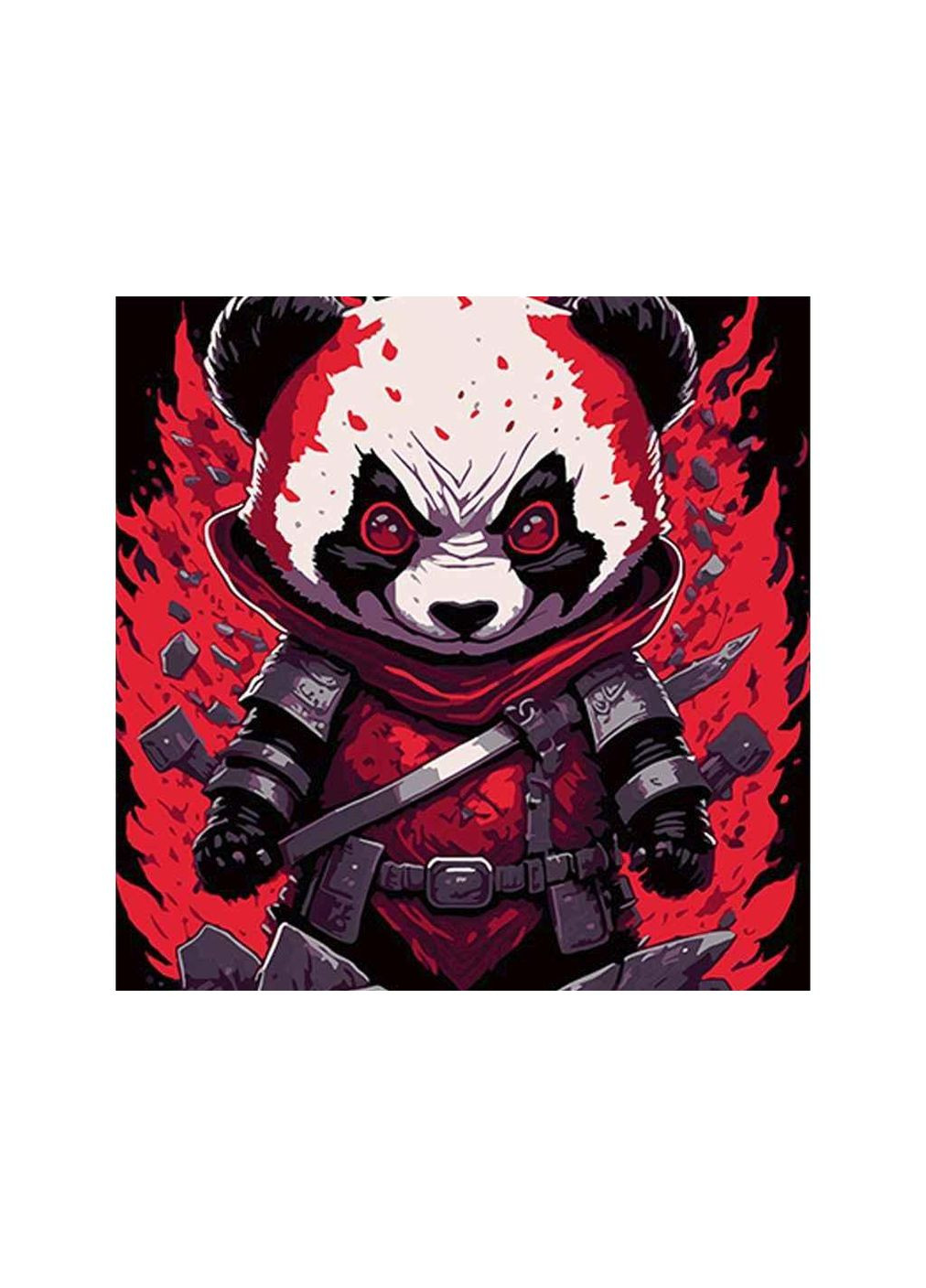 Набір для розпису по номерах Панда-ніндзя у зловісному стилі 40х40см на чорному фоні AV4040-52 ТМ Strateg (317050325)