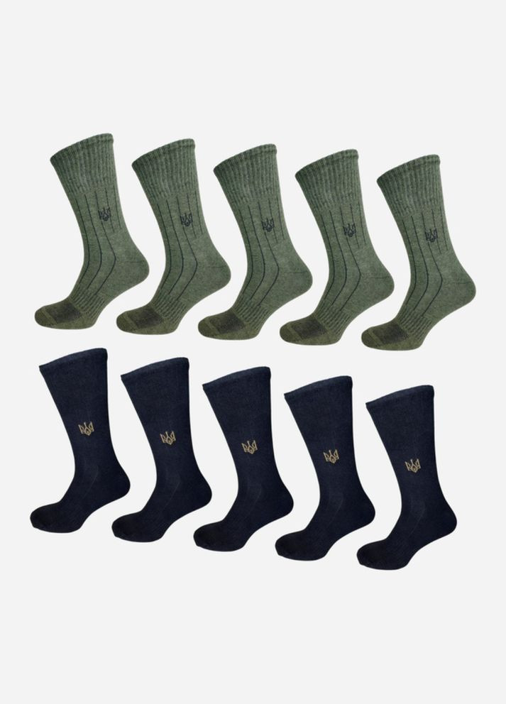 Оливковые набор мужских носков треккинговых высоких patriot 10 пар олива/черный + присыпка сушар для ног Лео (324416225)