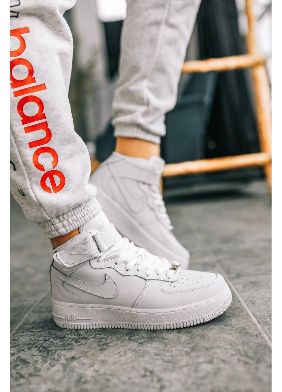 Білі Осінні кросівки чоловічі nike air force 1 classic high white найк аір форс 1 преміум No Brand