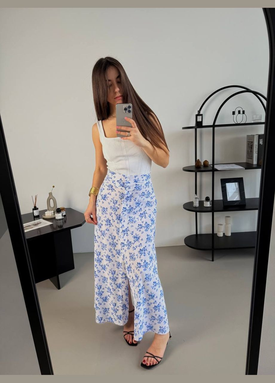 Разноцветная офисная, повседневная, пляжный цветочной расцветки юбка No Brand