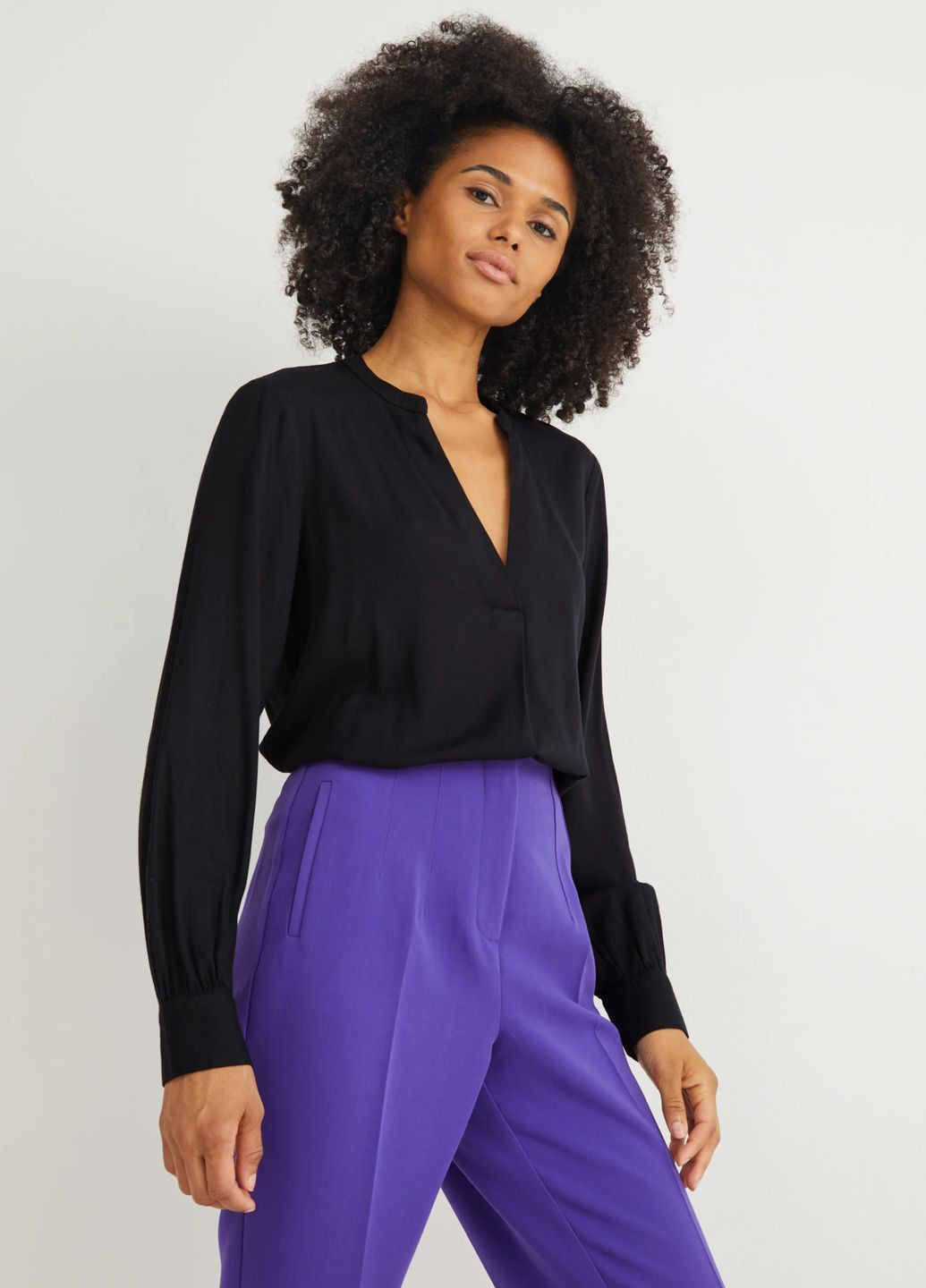 Чёрная блуза из вискозы C&A