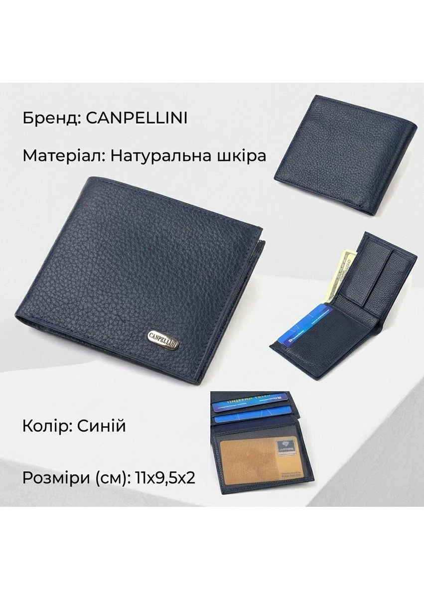 Ідеальне чоловіче портмоне з натуральної шкіри флотар CANPELLINI Синє Верховинка 21787 (398257648)