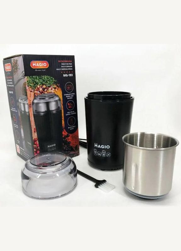 Електрична кавомолка MG-193 мультимолка подрібнювач кавових зерен спецій чорна 200 Вт Magio (298704470)