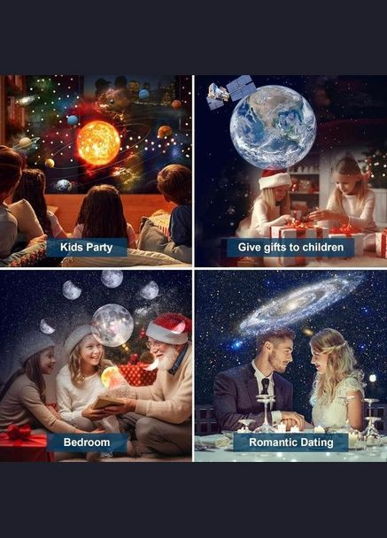 Ночник-проектор звездного неба планетарий Projector 360° с 13 космическими слайдами и таймером сна. No Brand Galaxy (318307633)