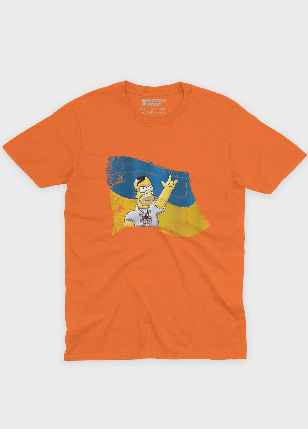 Оранжевая демисезонная футболка для мальчика с патриотическим принтом гомер (ts001-3-ora-005-1-068-b) Modno