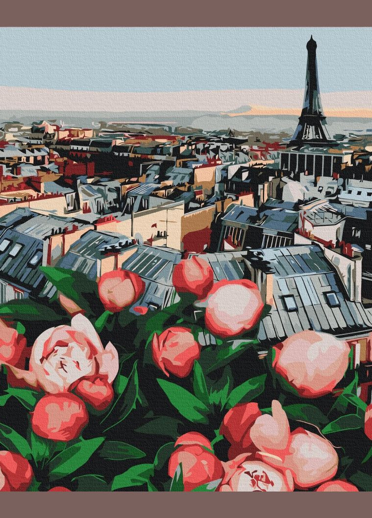 Картина за номерами "Піони з видом на Париж" 40х50 см Brushme (365960352)