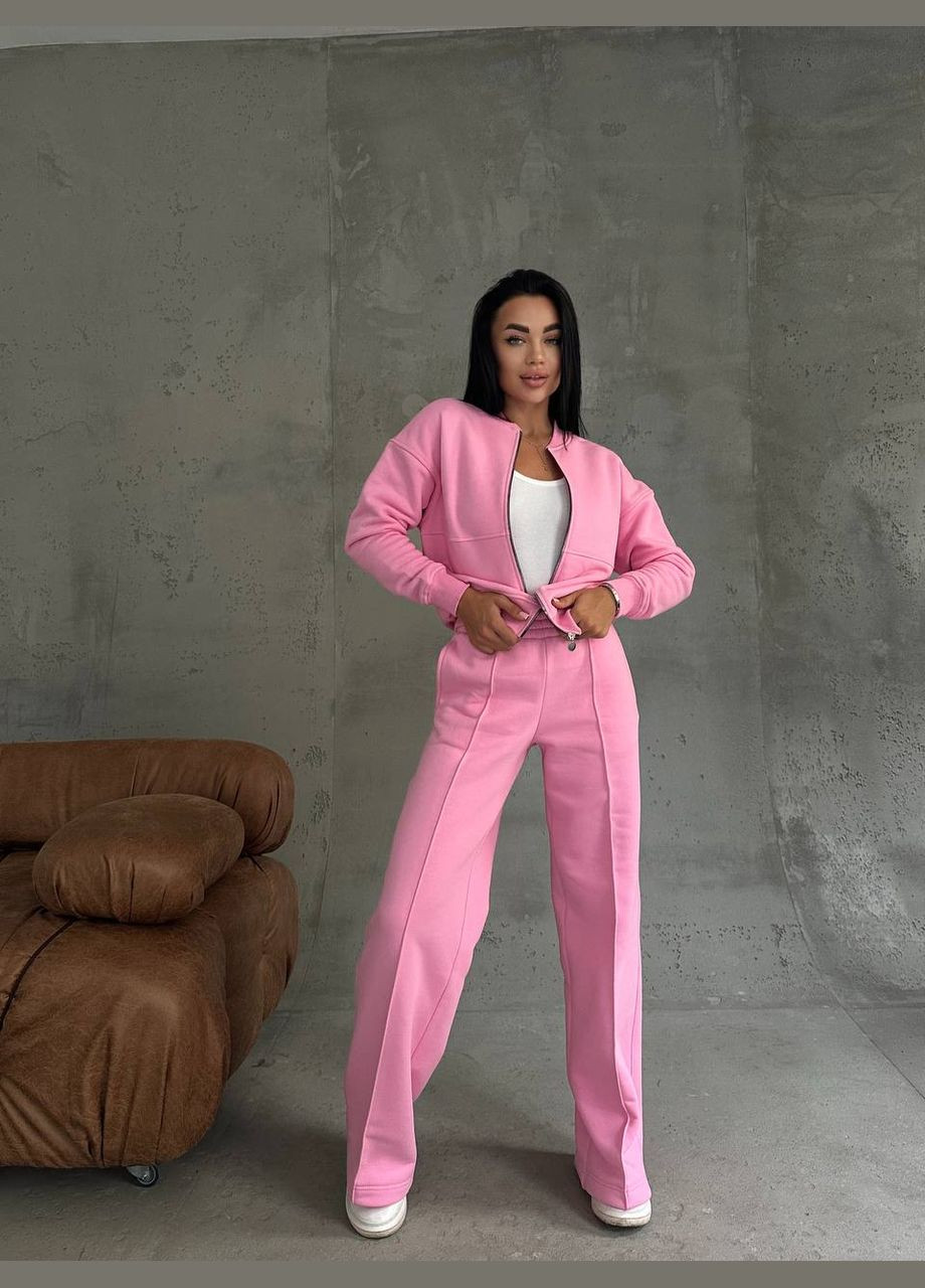 Женский теплый качественный спортивный костюм: кофта бомбер на молнии и брюки палаццо со стрелками с утеплением No Brand (316094550)
