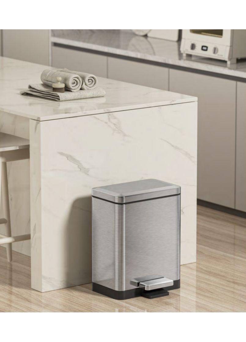 Відро для сміття з плавним закриттям прямокутне TC-010315-02 15 л колір нержавійка (KR5603) KOER (341331719)