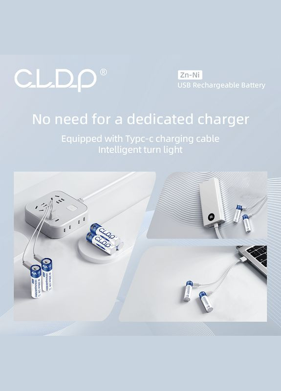 Аккумулятор NiZn AAA 1.6V 500mWh TypeC USB DP 2 шт CL (303334362)