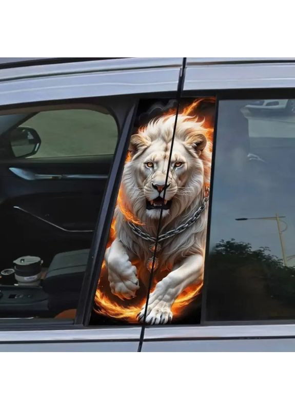 Накладки наклейки на стійки дверей авто 3D TUNING STUDIO Лев вогонь 500х220х0.15мм=2штуки No Brand (362497933)