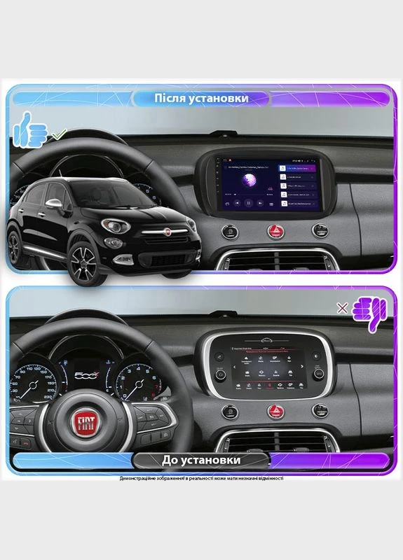 Штатная магнитола для Fiat 500X I 2014-2018 экран 9" 2/32Gb 4G Wi-Fi GPS Top Lesko (378959489)