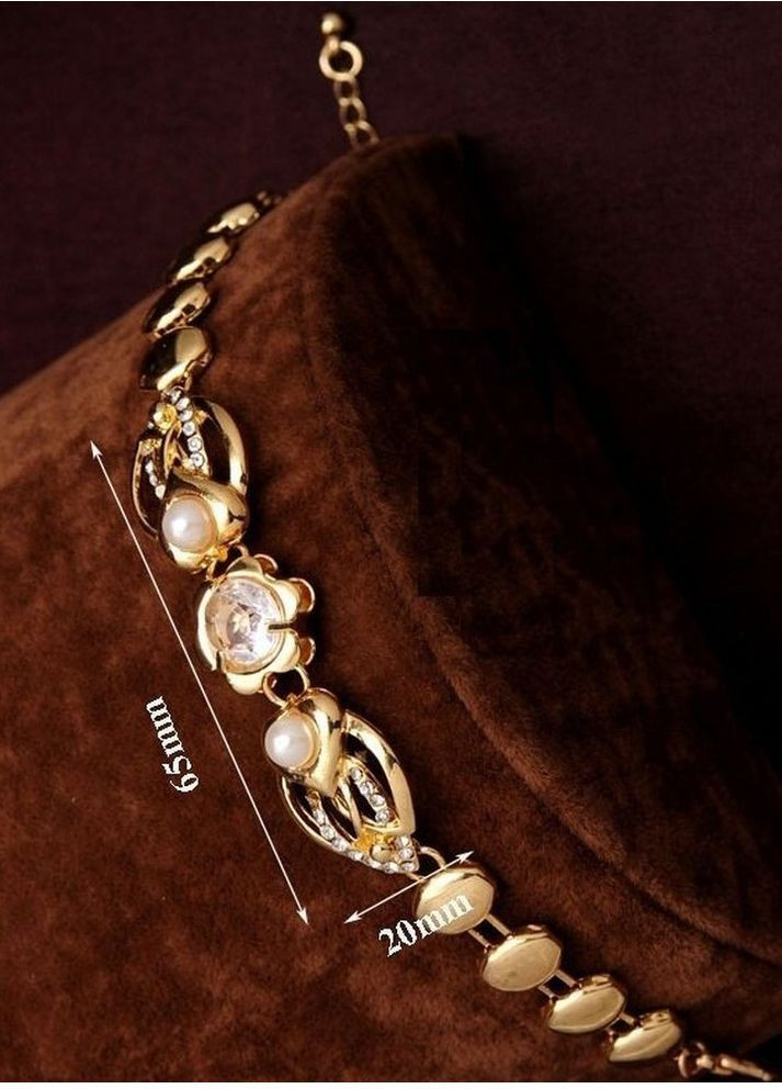 Елегантний золотистий браслет з намистиною, 2463-4 No Brand (367960464)