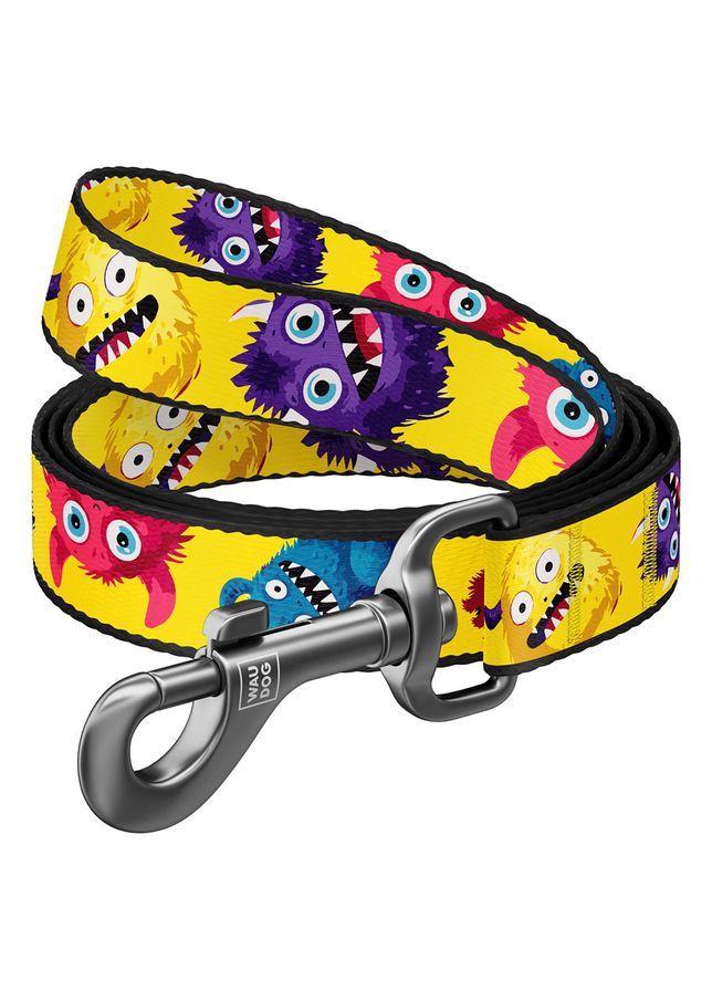 Поводок для собак нейлоновый WAUDOG Nylon, рисунок "Мохнатые монстры", M, Ш 20 мм, Дл 200 см No Brand (363201067)