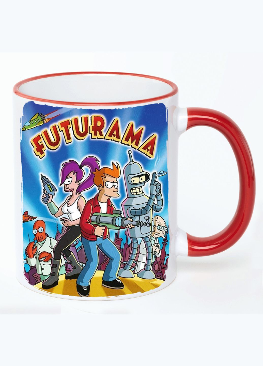Чашка Футурама Мультик #007 (кухоль, кухоль) Біла з Червоною ручкою 330 мл No Brand (322712535)