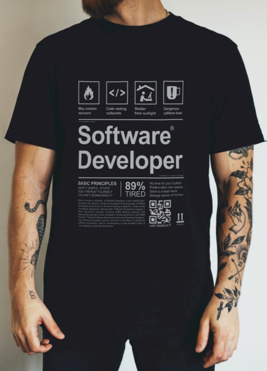 Черная футболка черная мужская ctrl+ "software developer" Ctrl+