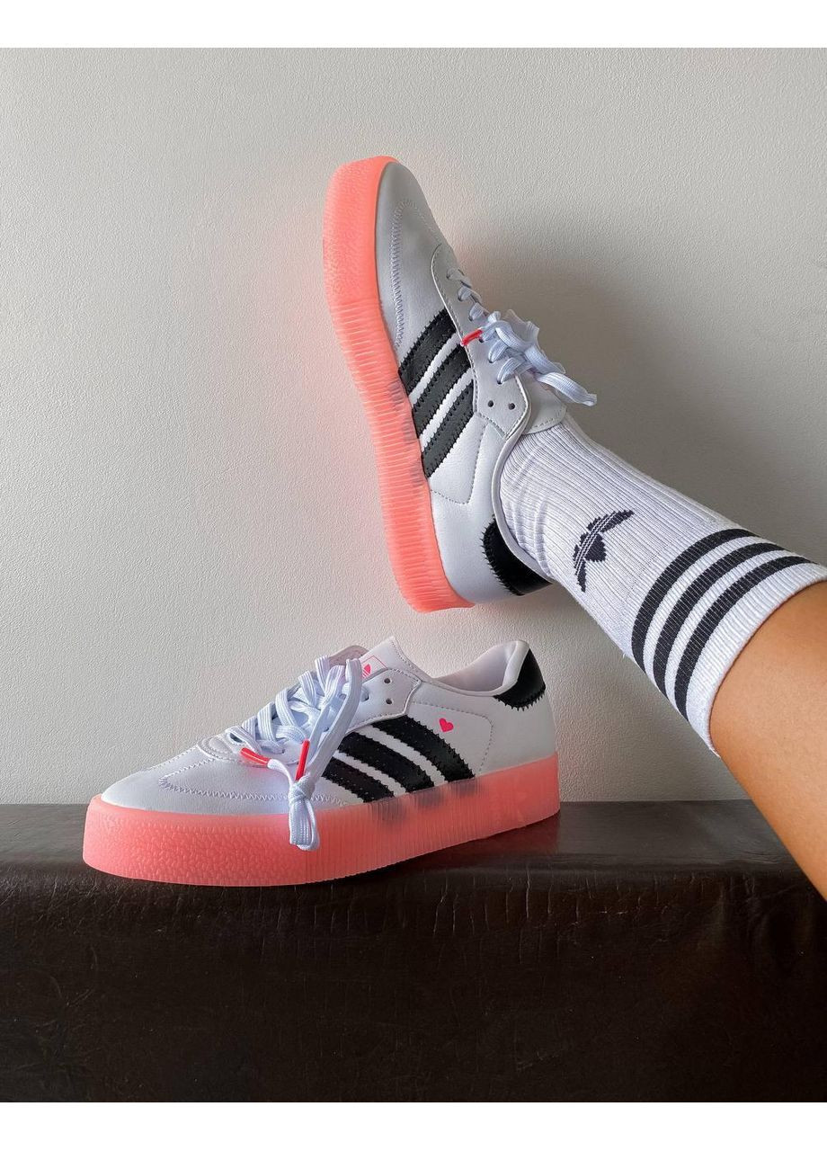 КРОССОВКИ ЖЕНСКИЕ ADIDAS SAMBA WHITE BLACK PINK АДИДАС САМБА No Brand розовые демисезоны (369391850)