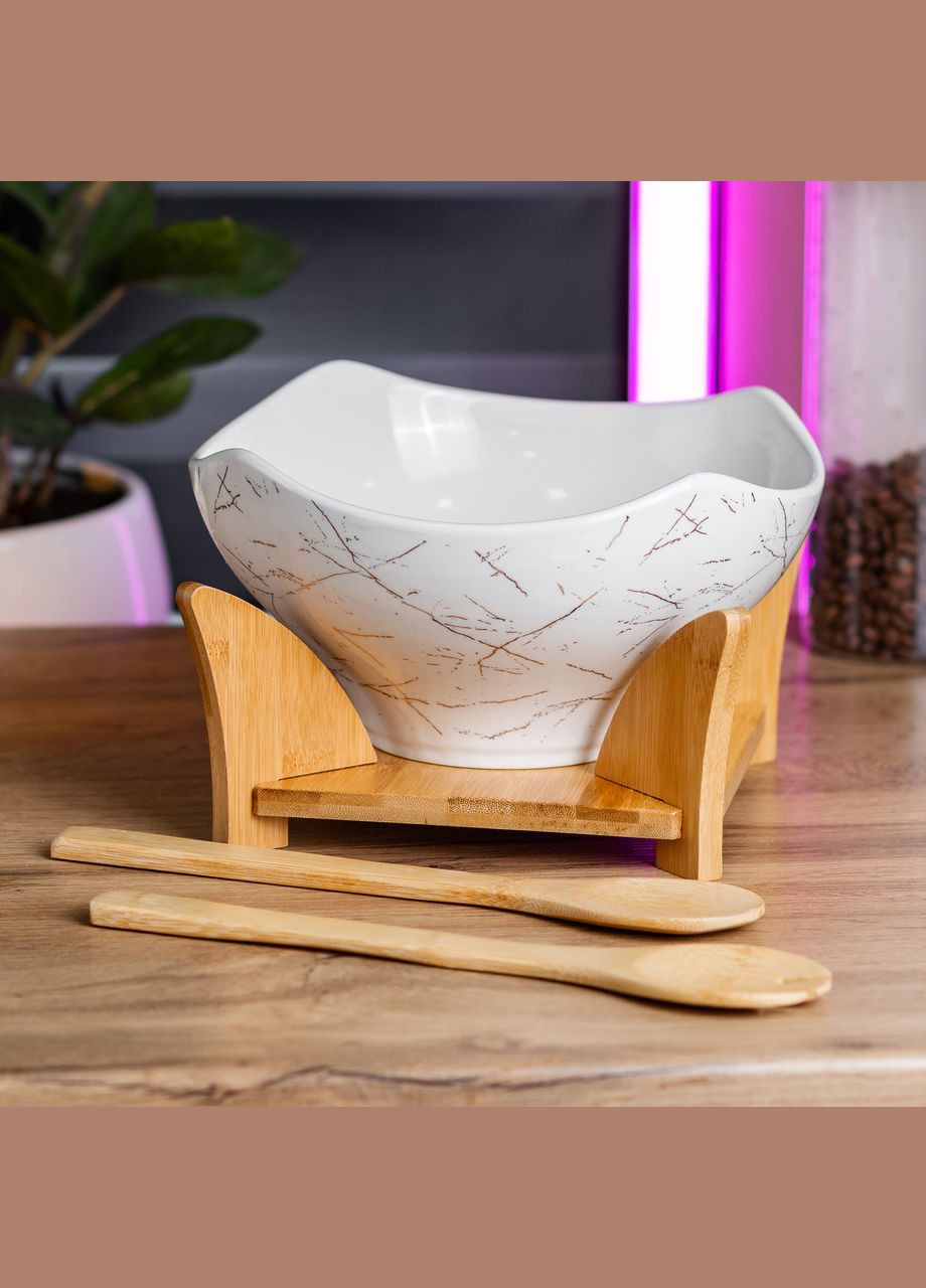 Салатница керамическая с ложкой и вилкой на подставке 22* 22* 14 см Yiwu (322503842)