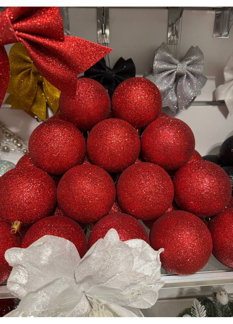 Куля новорічна Глітер пластик 10 см на нитці No Brand (362496960)