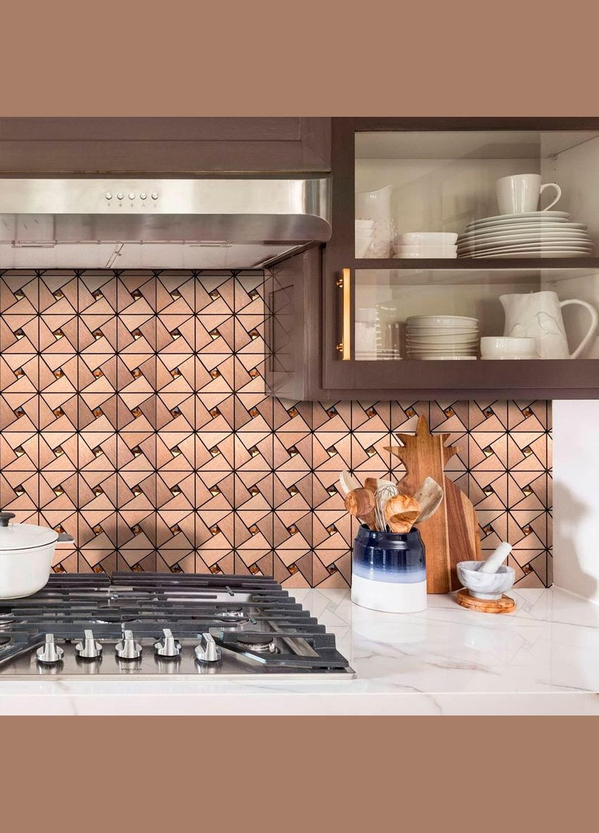 Самоклеящаяся алюминиевая плитка Медная со стразами 300х300х3мм Sticker Wall (300372514)