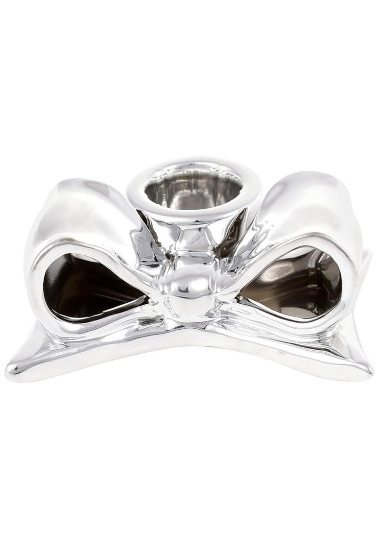 Набор 6 подсвечников керамические Серебряный бант для декора стола свечи интерьерные украшения Bona (368978758)