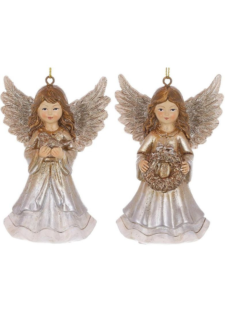 Декоративные подвески Ангелы 10см 6 фигурок полистоун для интерьера подарки для дома Bona (368979655)