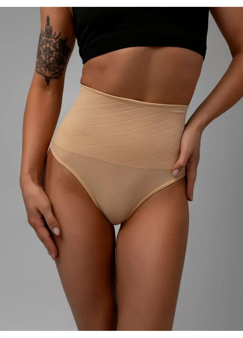Трусики корректирующие Ромб с широким поясом с утяжкой талии No Brand Трусики корегуючі Ромб бежеві (350669269)