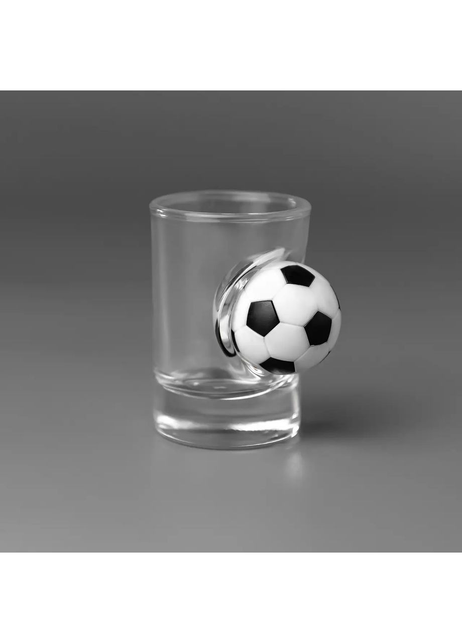 Стопки із прозрачного стекла 6 шт зі вставкою м'яч | Подарунок футболісту Handmade 225-001-044 (366889325)