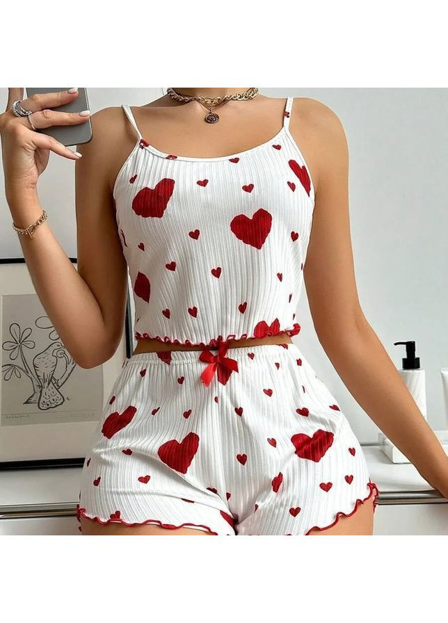 Белая всесезон пижама женская белая майка + шорты No Brand Жіночі піжами