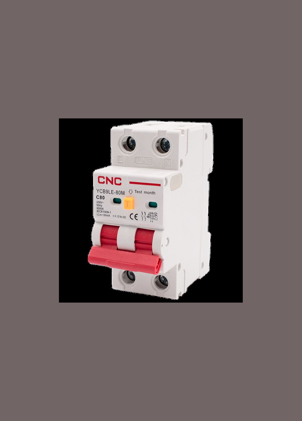 Диференційний вимикач 1Р+N 80А 30мА 6кА "C" тип АС [Б00044020] YCB9LE-80M CNC (338192127)
