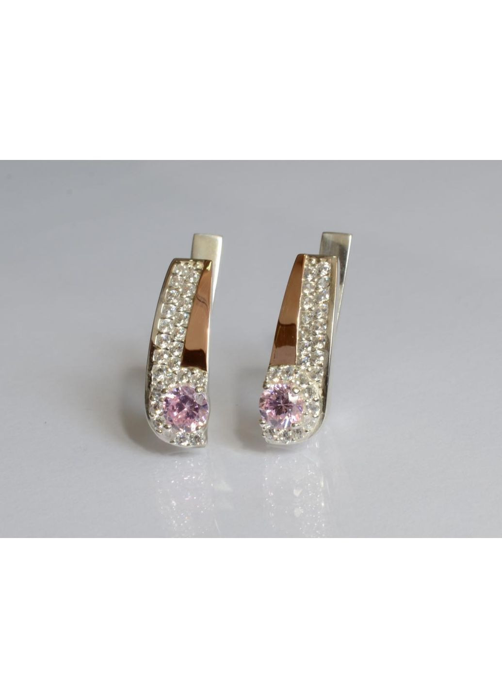 Срібні сережки з золотими пластинами Silver Style (367112946)