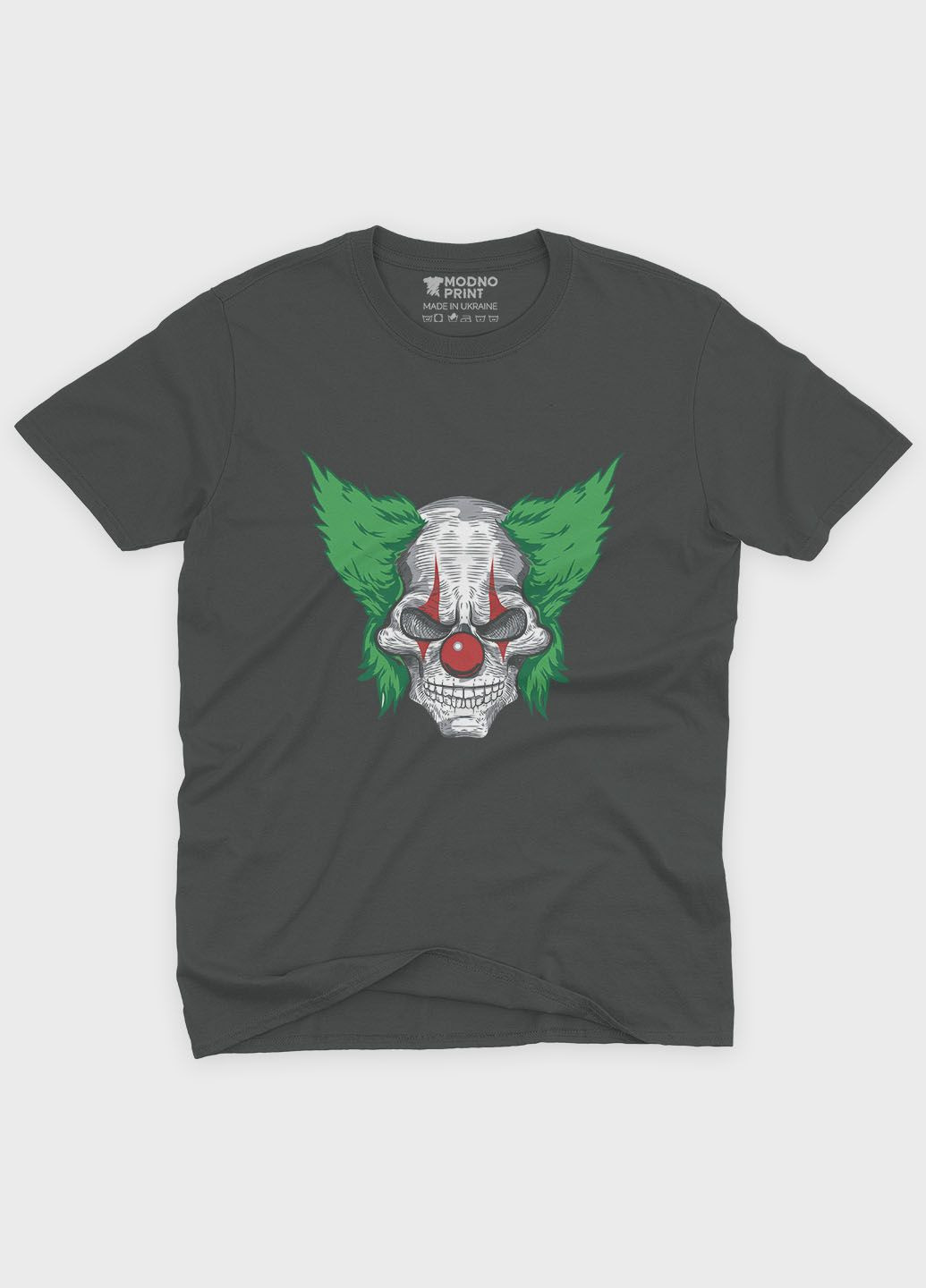 Темно-сіра чоловіча футболка з принтом суперзлодія - джокер (ts001-1-slg-006-005-003) Modno
