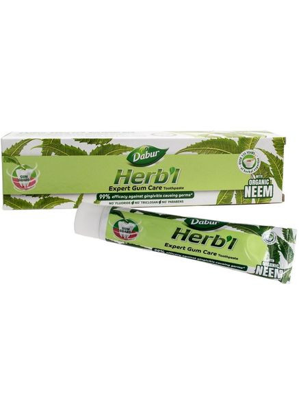 Натуральная зубная паста без фтора с немом, для ухода за десной Herb'l Natural Toothpaste For Gum Care Neem, 150 г Dabur (328905709)