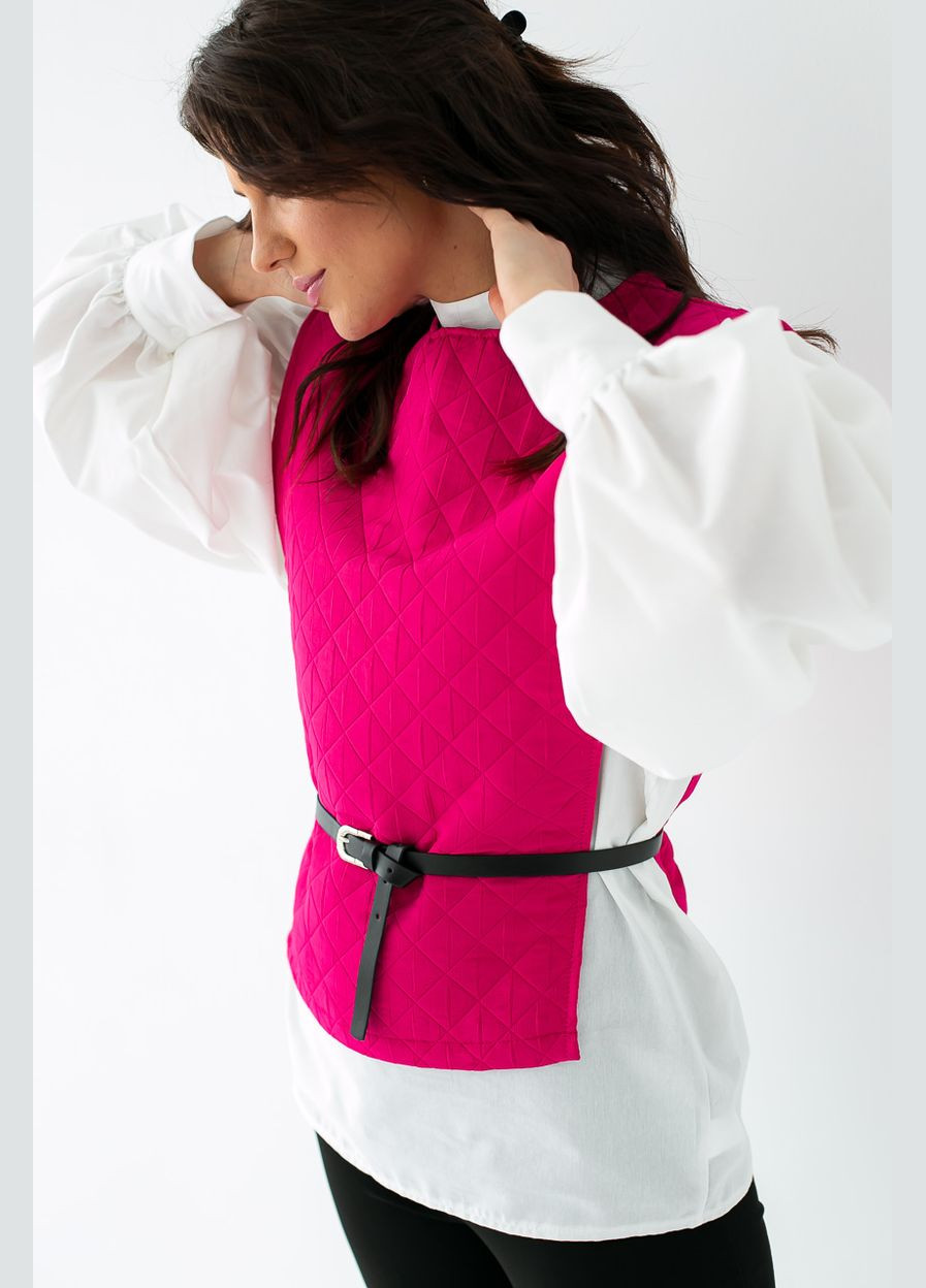 Фуксия блуза с объемными рукавами с накидкой и поясом Liton