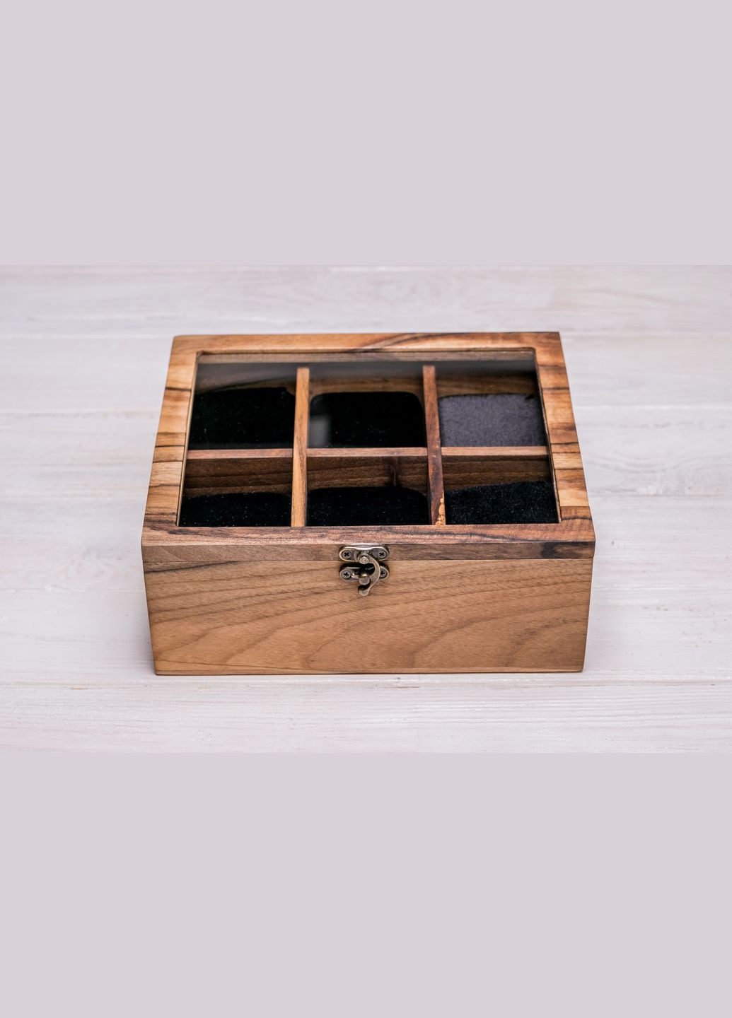 Коробочка для годинників зі скляною кришкою з персональним гравіюванням EcoWalnut (295266081)