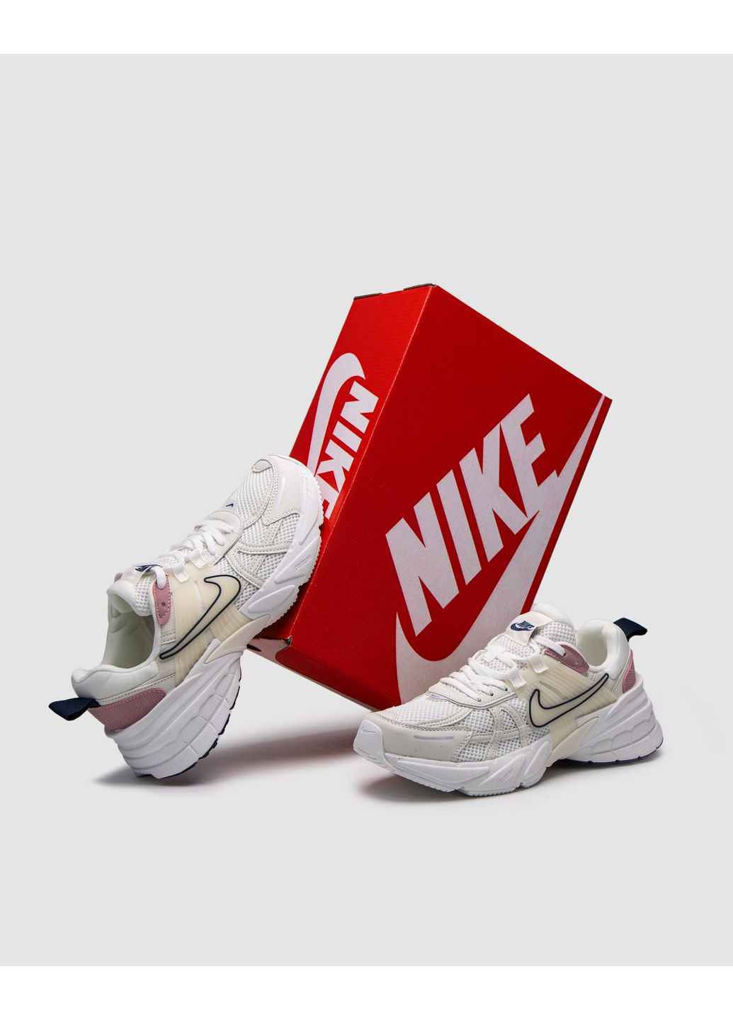 Рожеві Осінні кросівки чоловічі nike v2k runtekk white / cream / pink найк в2к рантекк No Brand