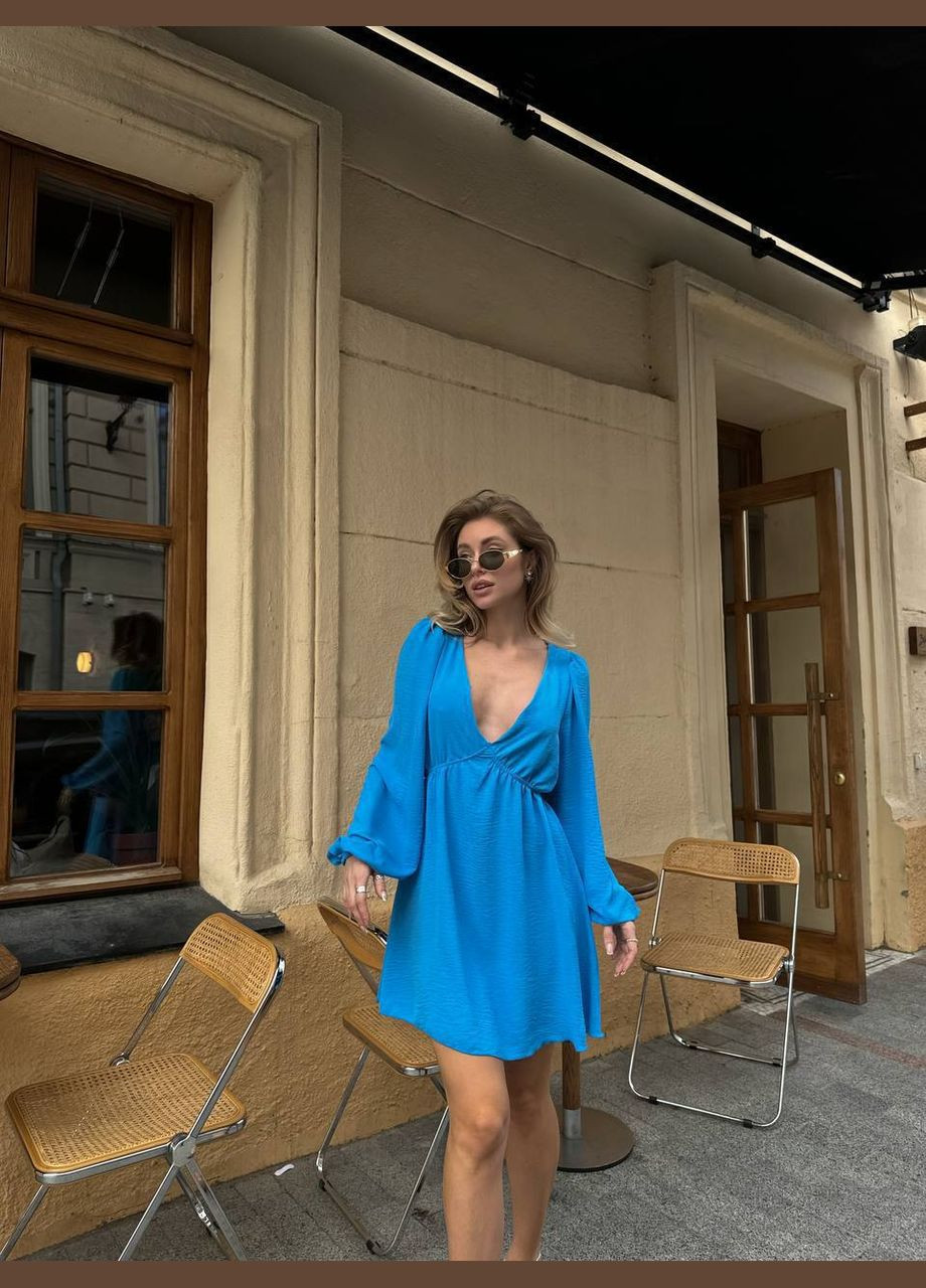 Блакитна пляжна, повсякденний, кежуал, вечірня жіноча сукня кльош FINO Mode