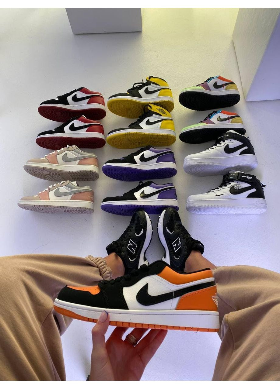 Черные демисезонные кроссовки мужские nike air jordan retro 1 low black orange white найк аир джордан No Brand