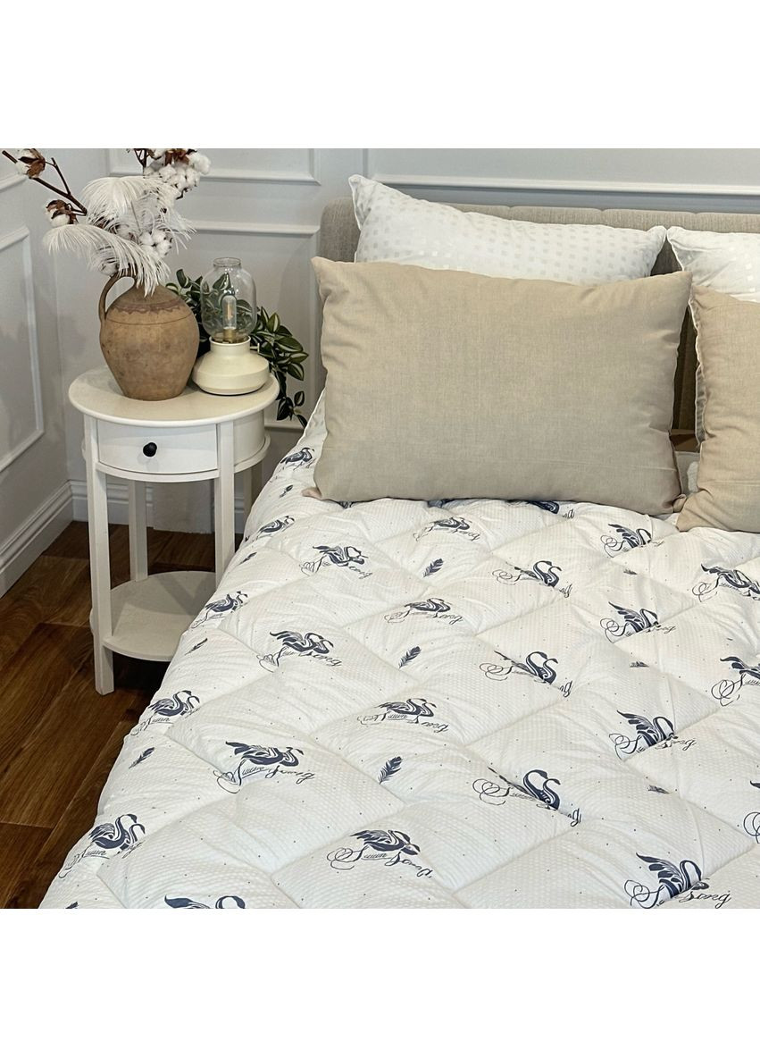 Ковдра євро стьобана зимова зі штучного лебединого пуху 21465 200х215 см біла Leri Max (365680286)