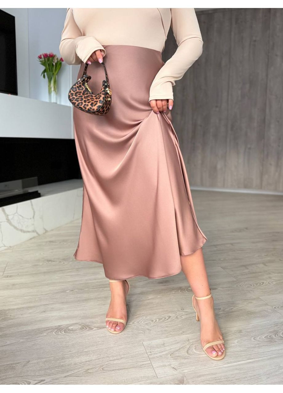 Пудровая праздничный, коктейльный, вечерний, кэжуал однотонная элегантная шелковая юбка Vakko