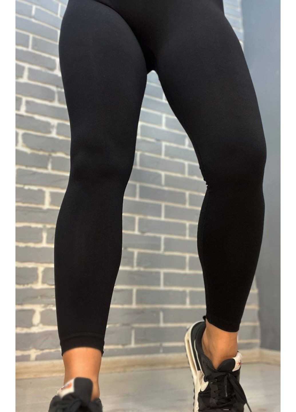 Черные лосины женские lady hurem 16312 однотонные пуш-ап фитнес утягивающий пояс No Brand