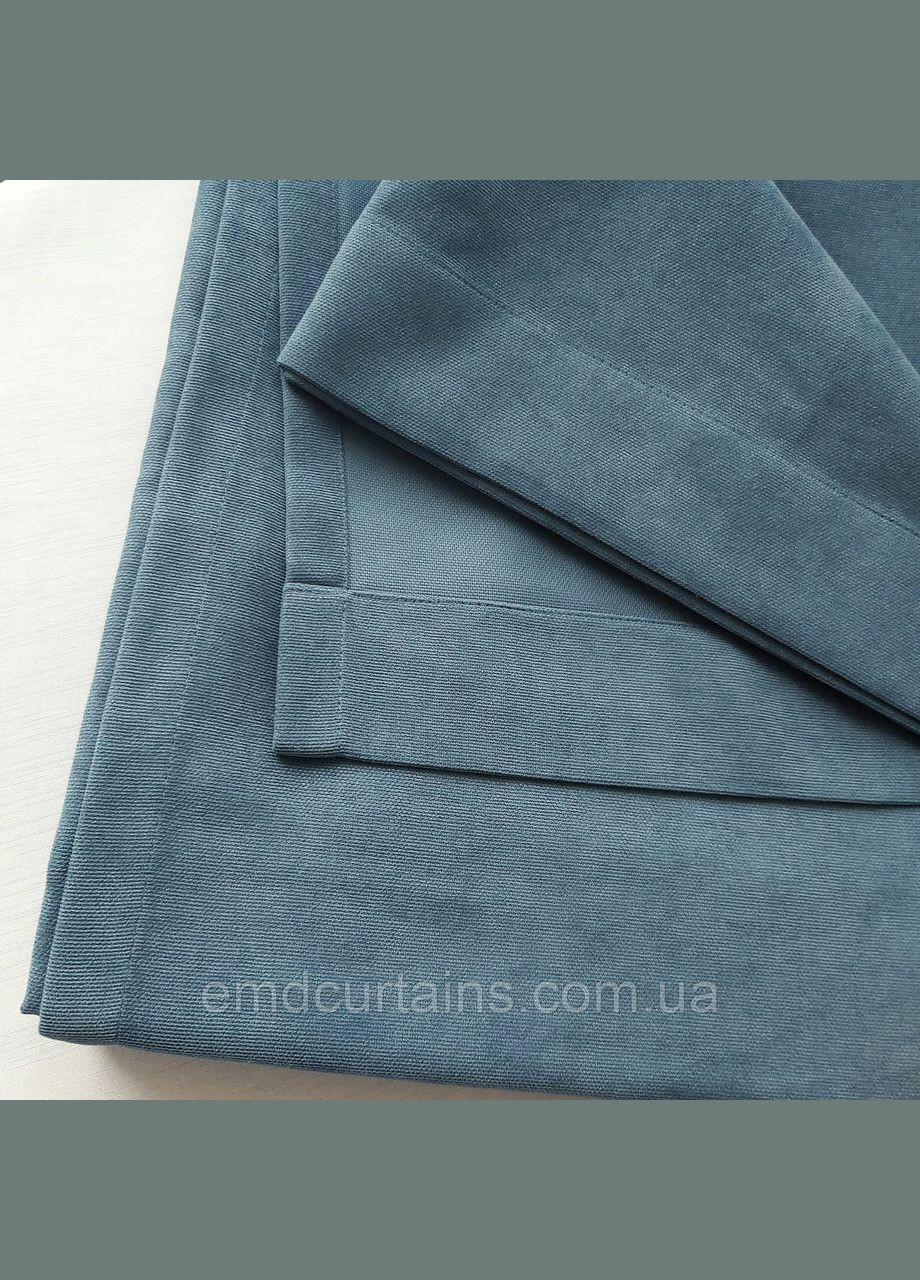 Комплект шторы 2 шт 150х250 см микровелюр Серо-синий, тюль бамбук 550 см Тепло-белый No Brand (337358241)