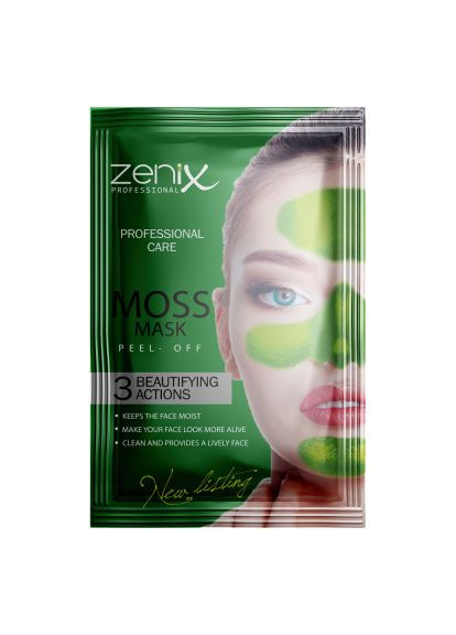 Зелена оздоровлююча маска-плівка для обличчя з морським мохом, 15 г Zenix (280930630)