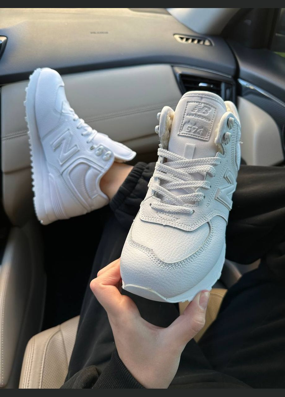 Кросівки зимові жіночі New Balance 574 winter white fur | Нью Беланс 574 білі з хутром No Brand білі зими (308360665)