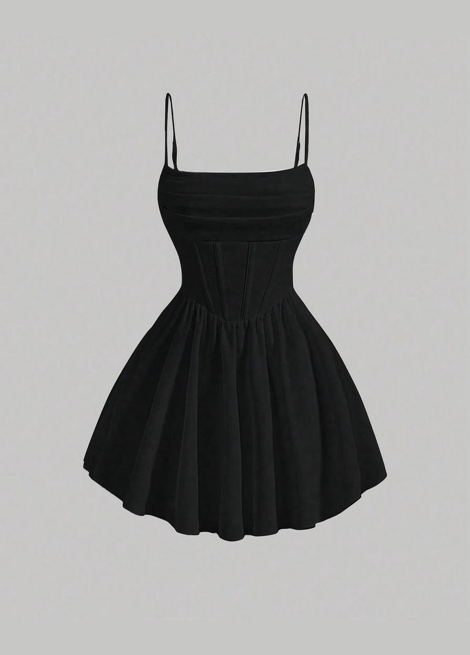 Чорна кежуал, коктейльна сукня No Brand однотонна