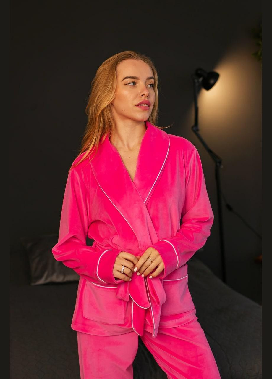 Малиновая королевский костюм шаль пиджак+брюки малина с белым кантом V.Velika