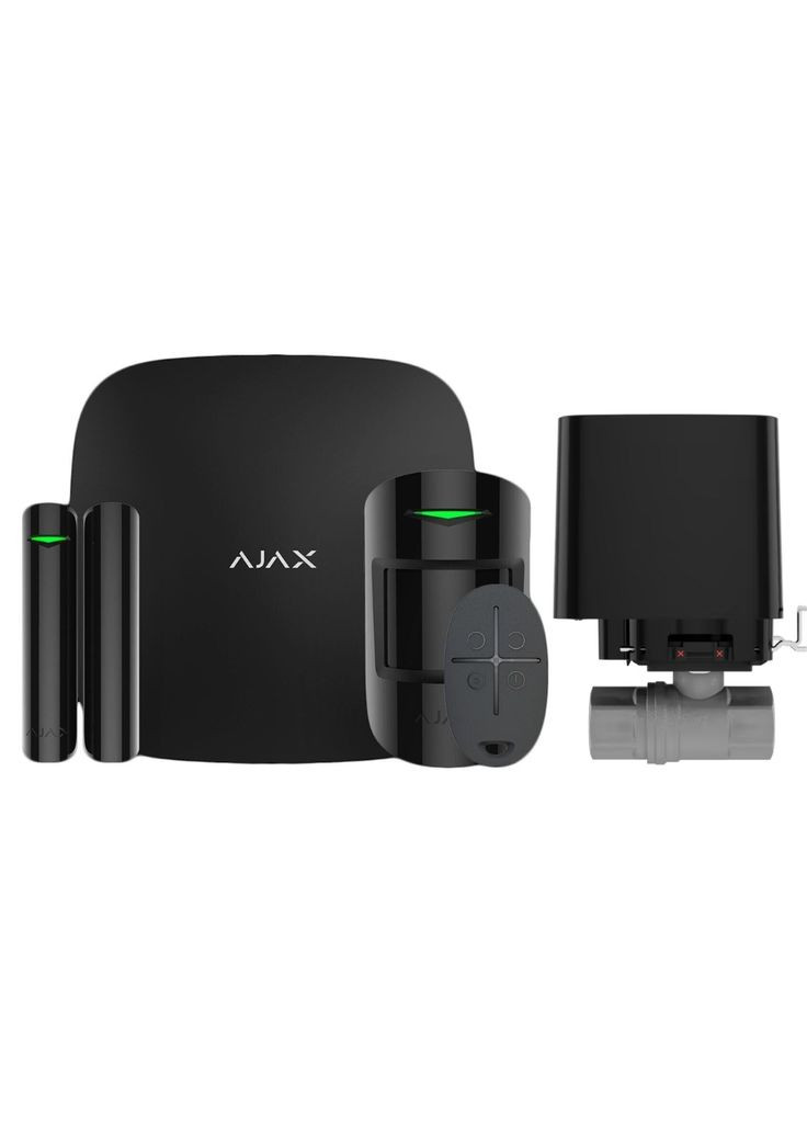 Комплект сигнализации и защиты от потопа StarterKit 2 + WaterStop 1/2" (Black) Ajax (338566727)