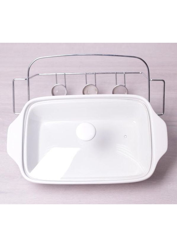 Керамическая форма для запекания 3л с подогревом белая жаропрочная форма для еды и сервировки Kamille (368976792)