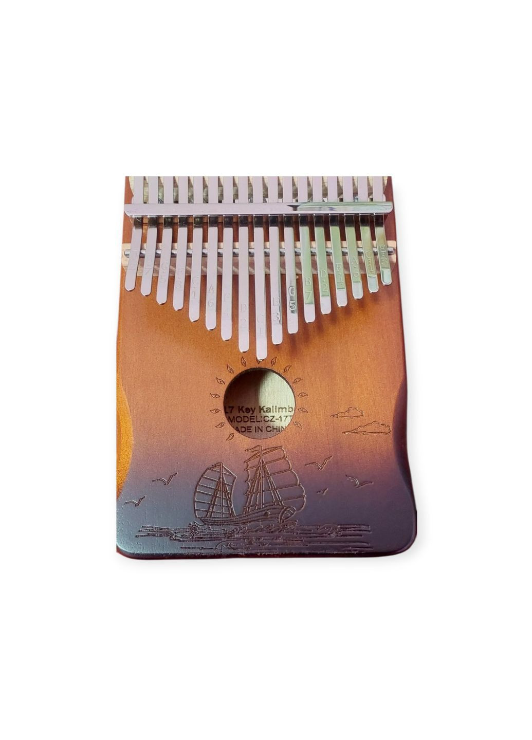 Калімба з резонатором Kalimba на 17 язичків Ручне фортепіано Темно- Коричневий з Візерунком Кораблі в морі K-17-21TK No Brand (371772692)