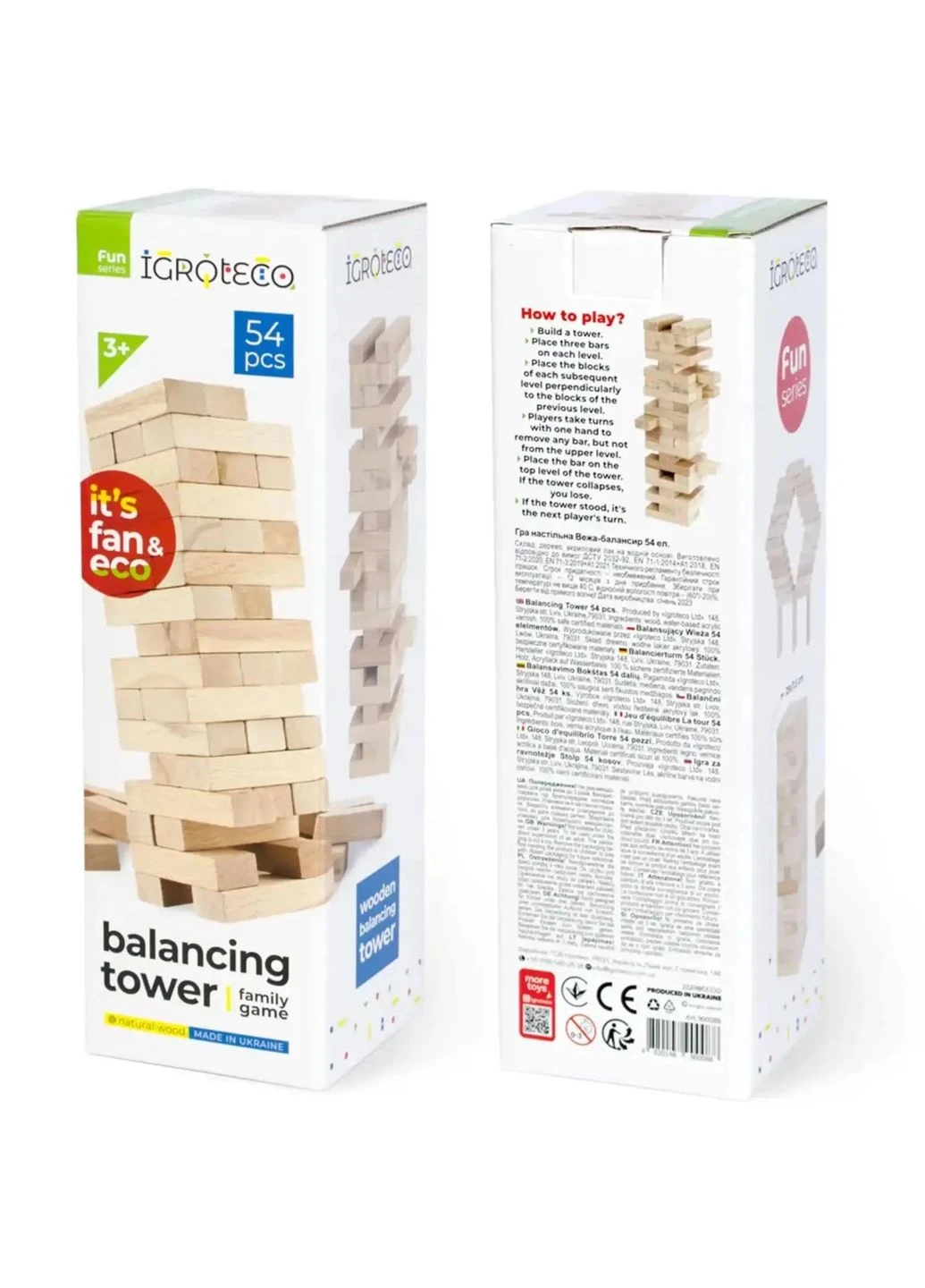 Настольная игра IGROTECO Башня-балансир 54 элемента (Дженга) No Brand (385218557)